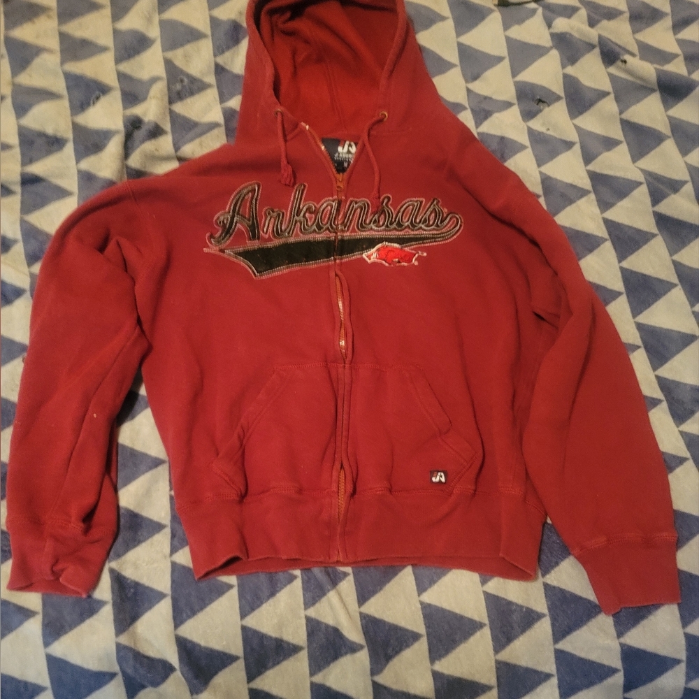 Women's Red, Razorback, Long sleeve, Zip up Hoodie